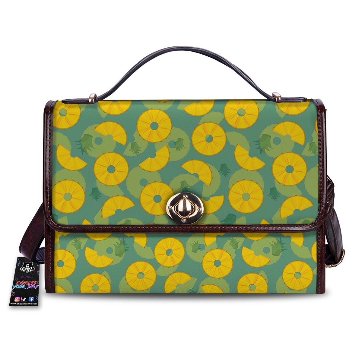 Pineapple Sliced Print Pattern Women's Satchel Bag