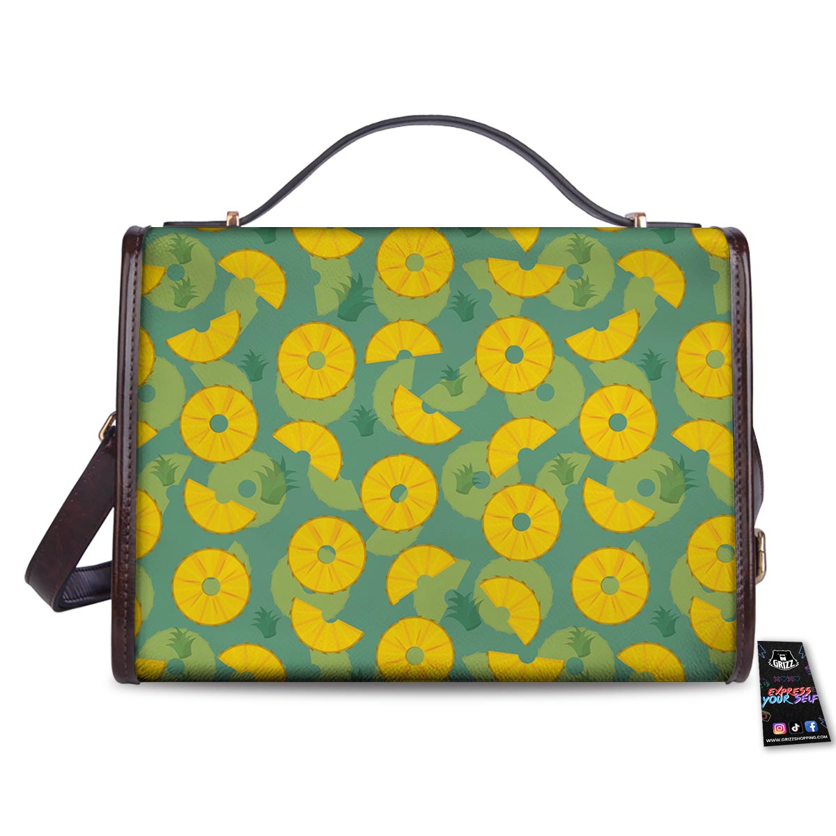Pineapple Sliced Print Pattern Women's Satchel Bag
