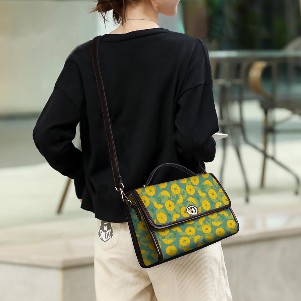 Pineapple Sliced Print Pattern Women's Satchel Bag