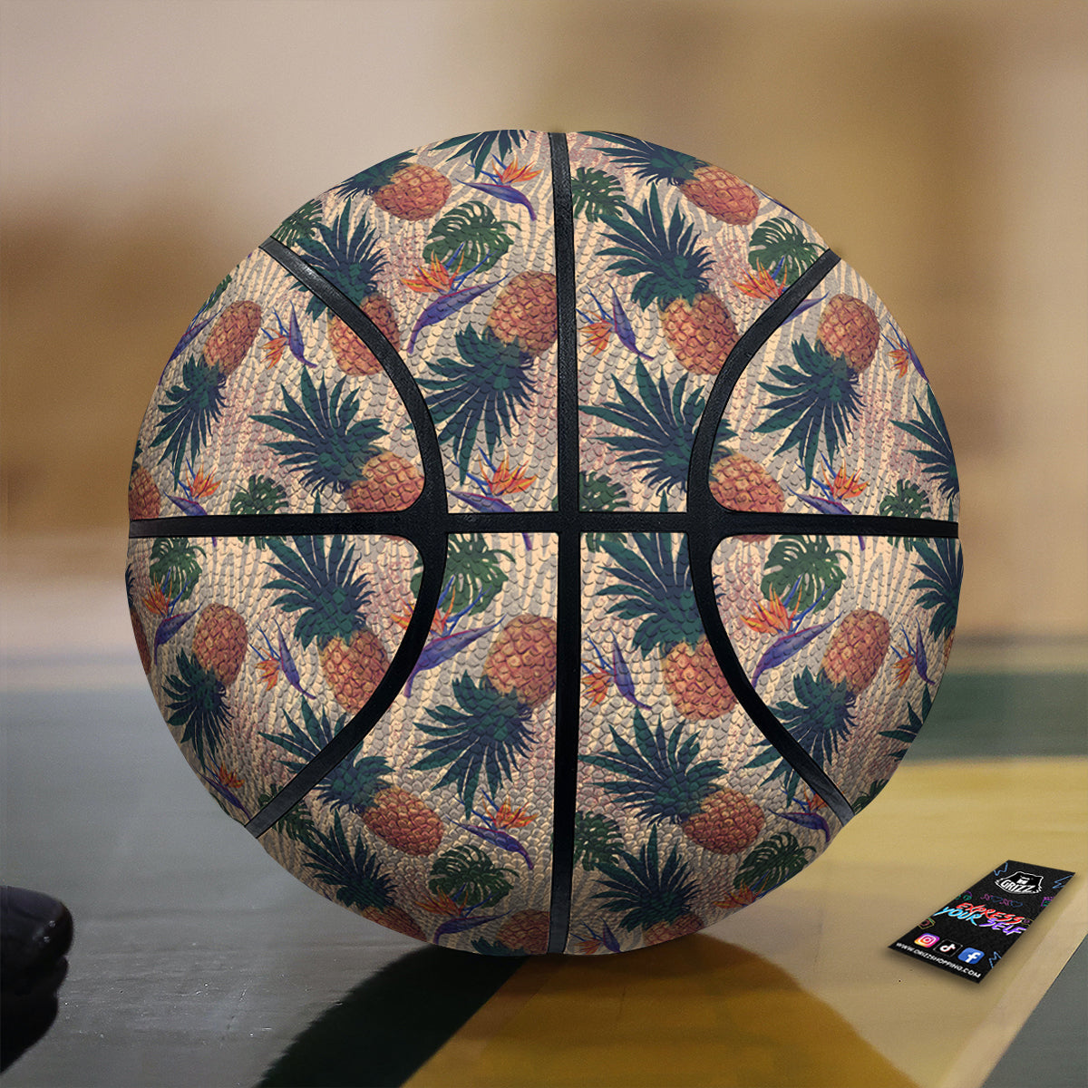 Pineapple Zebra Beige Print Pattern Basketball