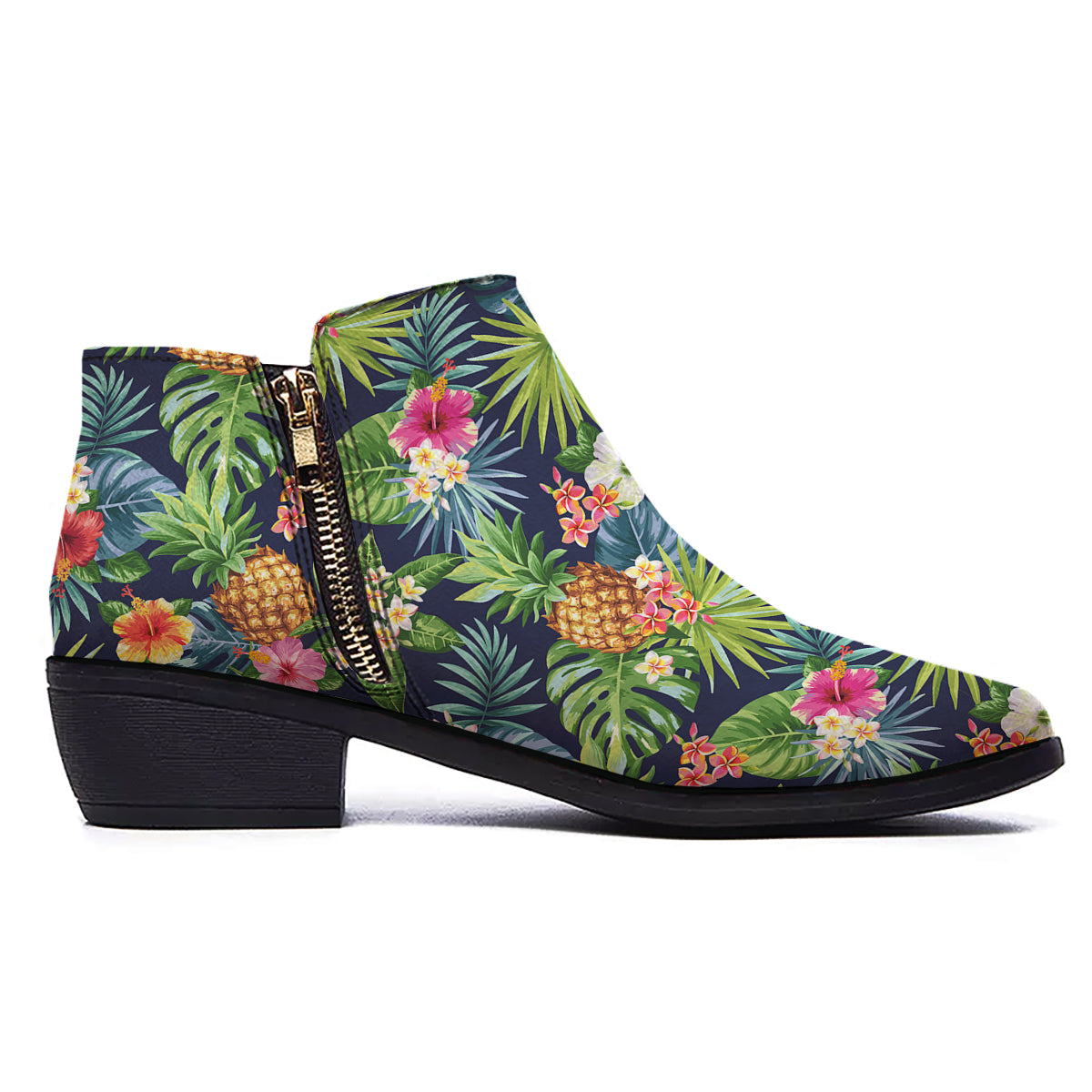 Pineapples Tropical Print Pattern Ankle Boots-grizzshop