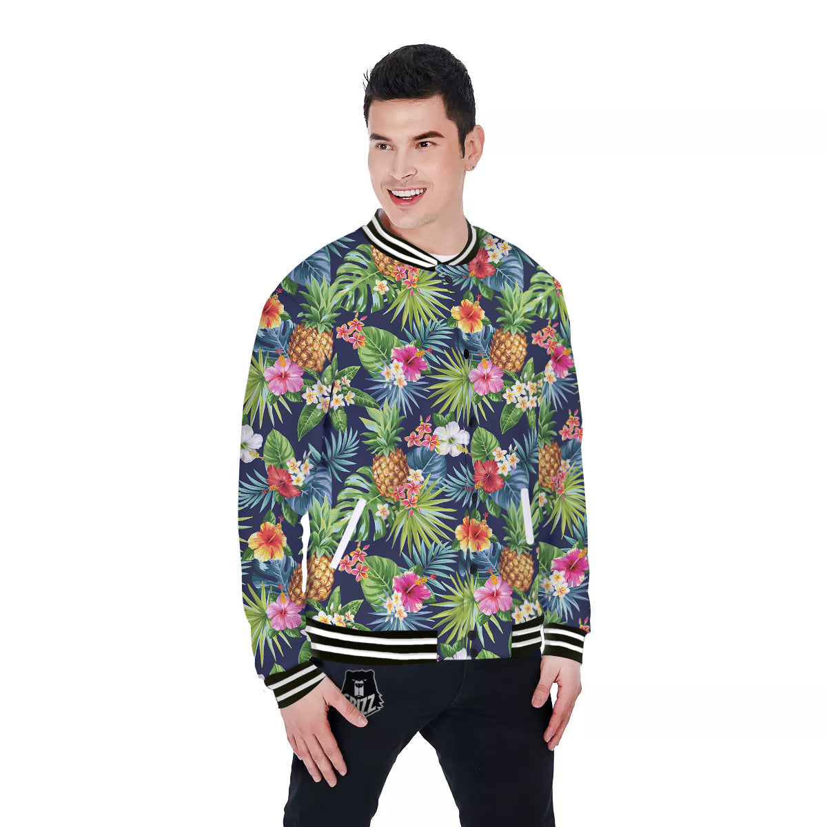 Pineapples Tropical Print Pattern Baseball Jacket-grizzshop