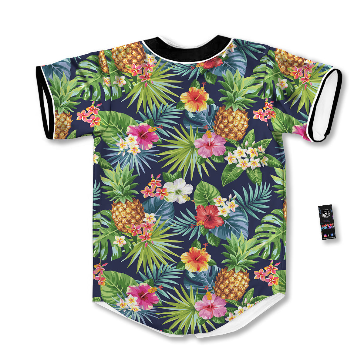 Pineapples Tropical Print Pattern Baseball Jersey-grizzshop
