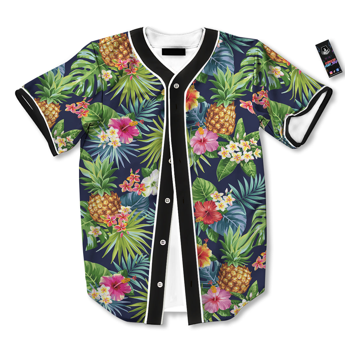 Pineapples Tropical Print Pattern Baseball Jersey-grizzshop