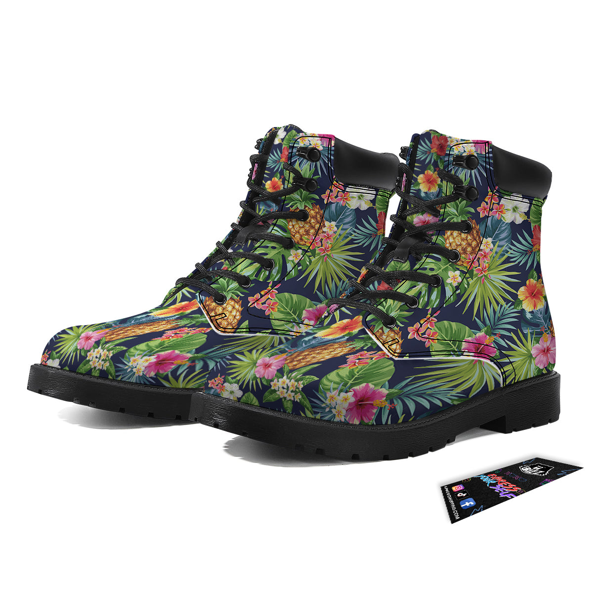 Pineapples Tropical Print Pattern Boots-grizzshop