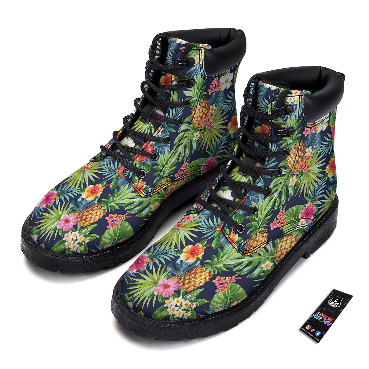 Pineapples Tropical Print Pattern Boots-grizzshop