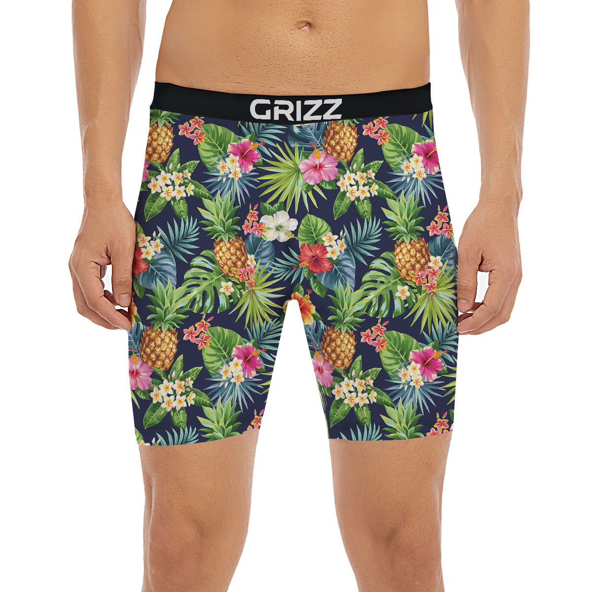 Pineapples Tropical Print Pattern Boxer Briefs-grizzshop