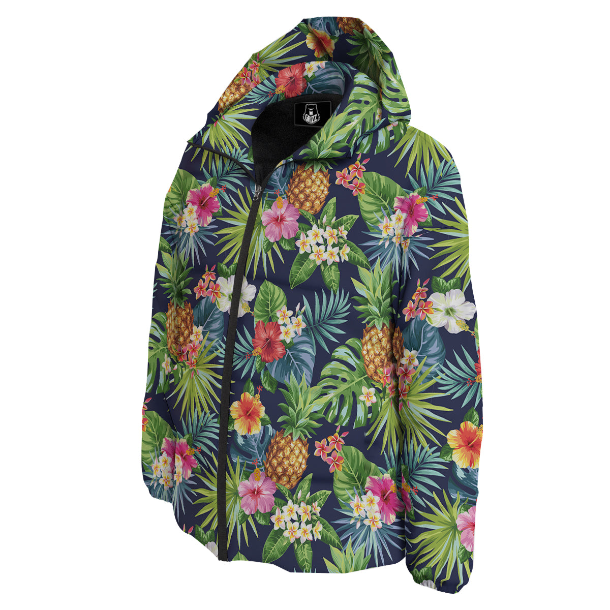 Pineapples Tropical Print Pattern Down Jacket-grizzshop