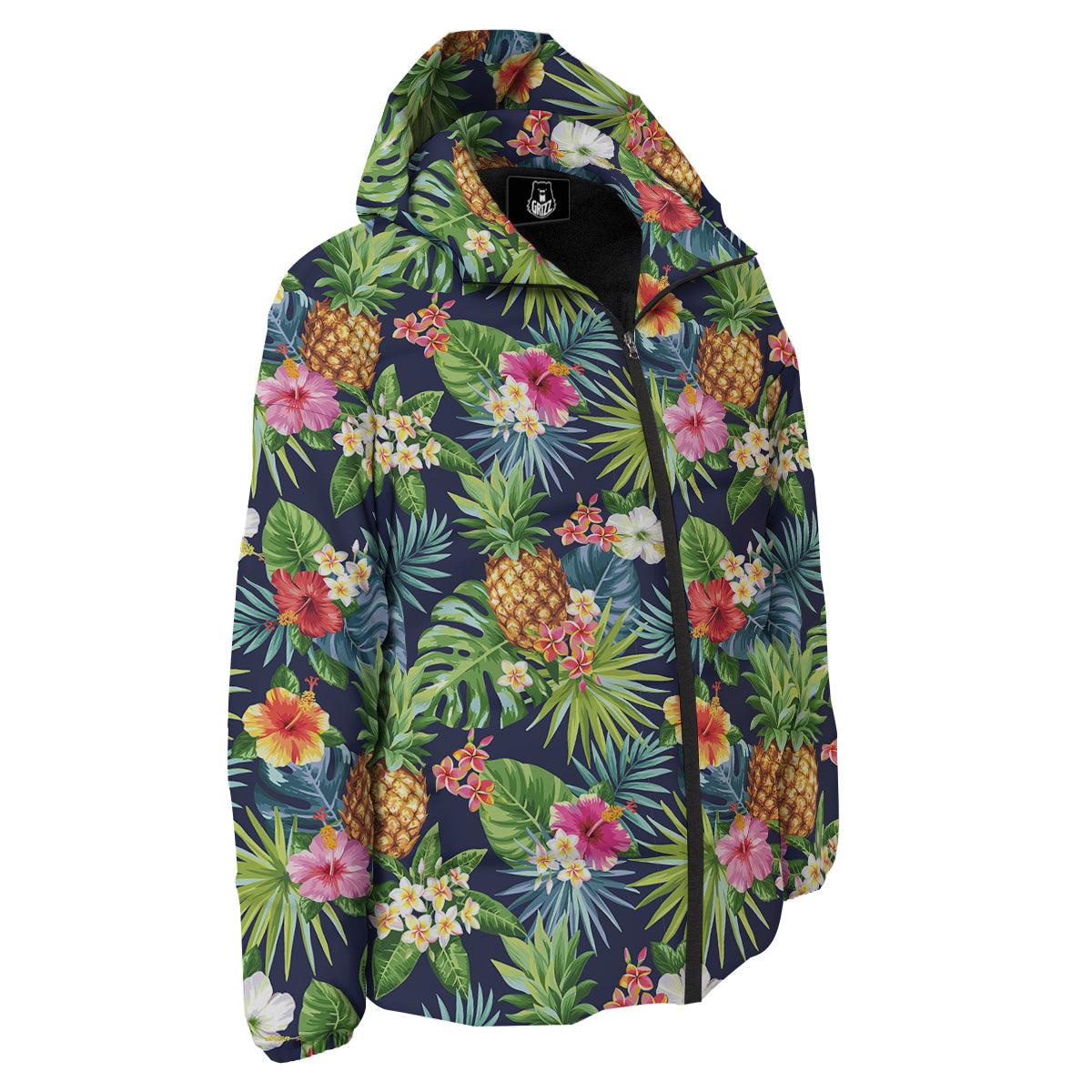 Pineapples Tropical Print Pattern Down Jacket-grizzshop