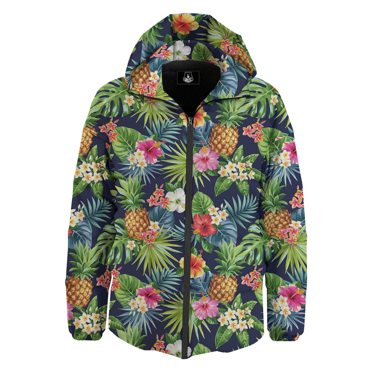 Pineapples Tropical Print Pattern Down Jacket-grizzshop