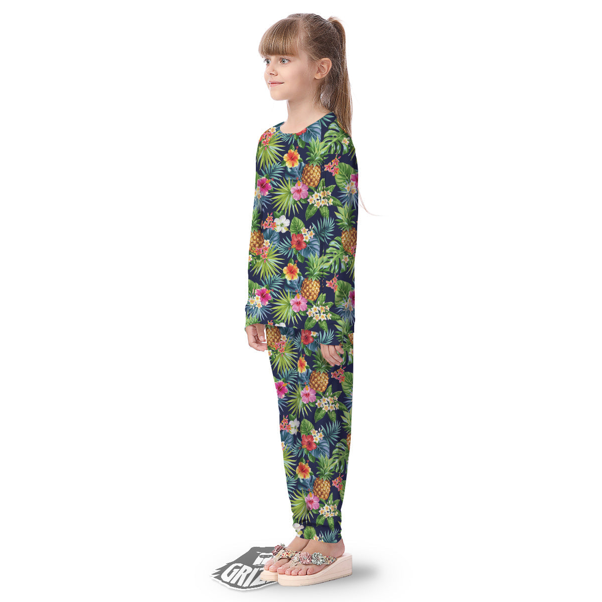 Pineapples Tropical Print Pattern Kid's Pajamas-grizzshop