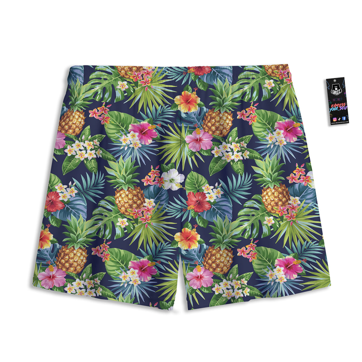 Pineapples Tropical Print Pattern Mesh Shorts-grizzshop