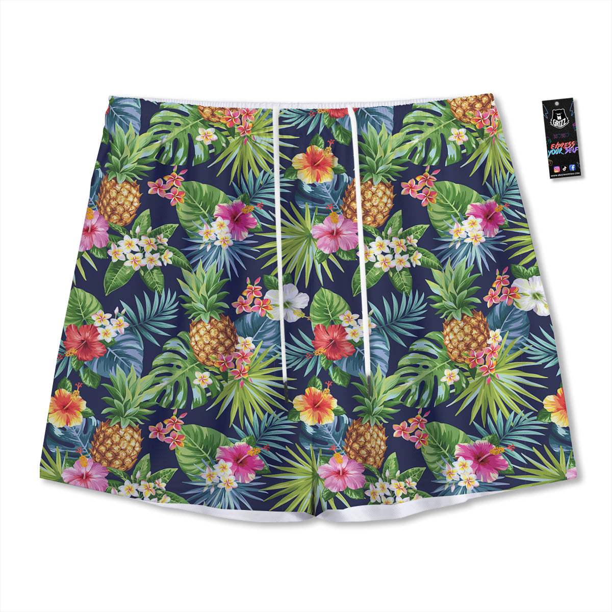 Pineapples Tropical Print Pattern Mesh Shorts-grizzshop