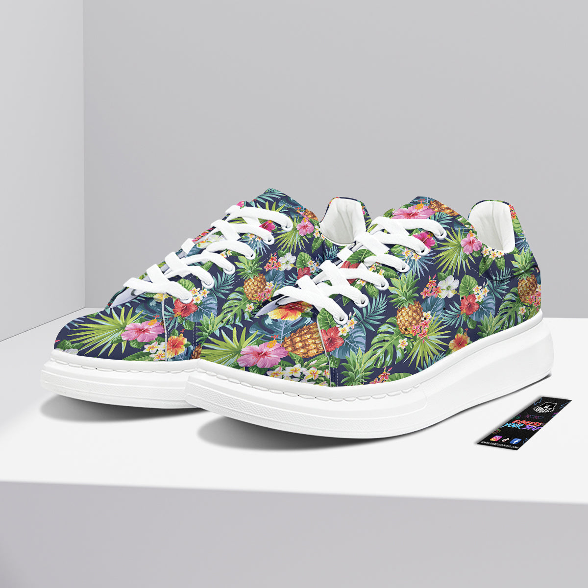 Pineapples Tropical Print Pattern Platform Shoes-grizzshop