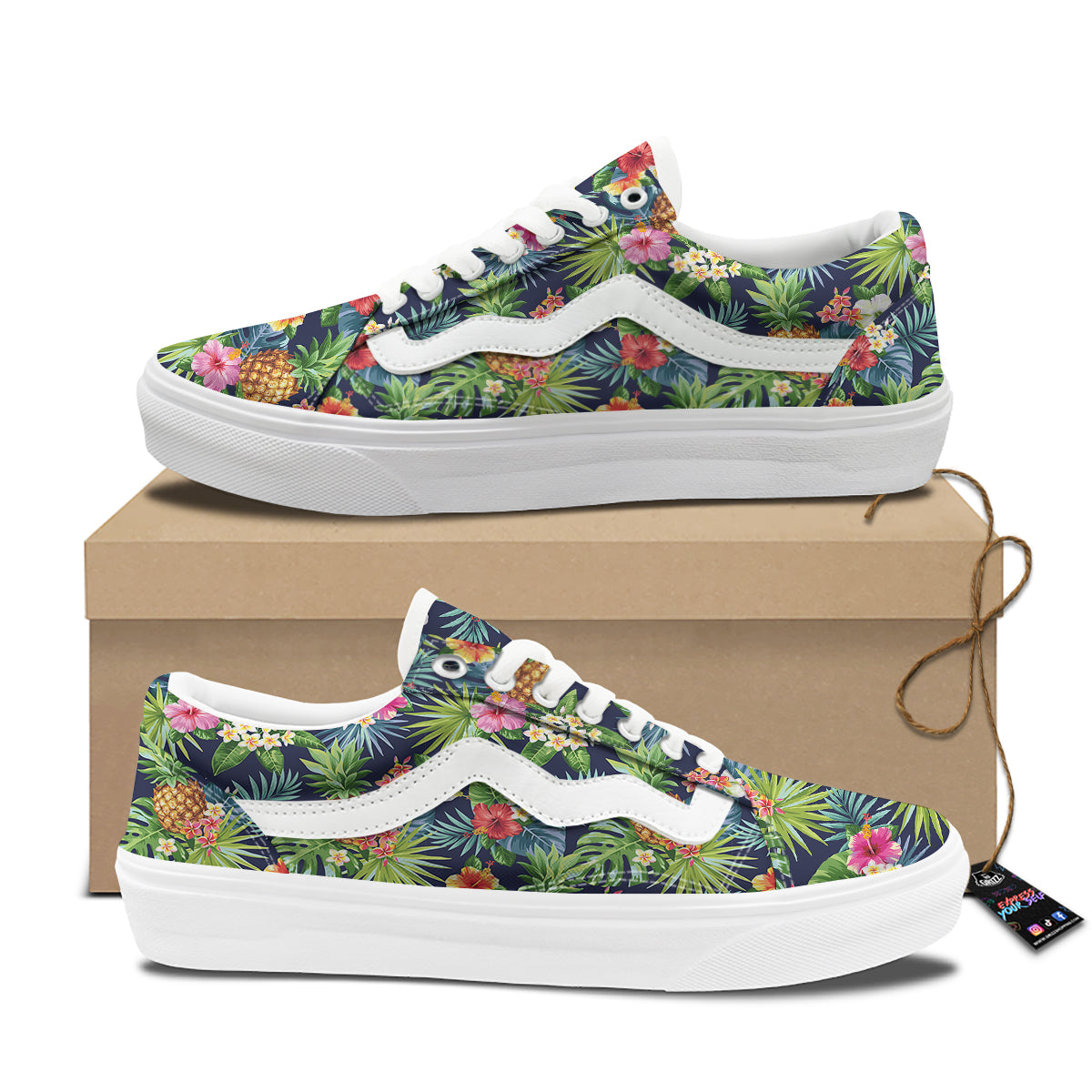 Pineapples Tropical Print Pattern Skate Shoes-grizzshop