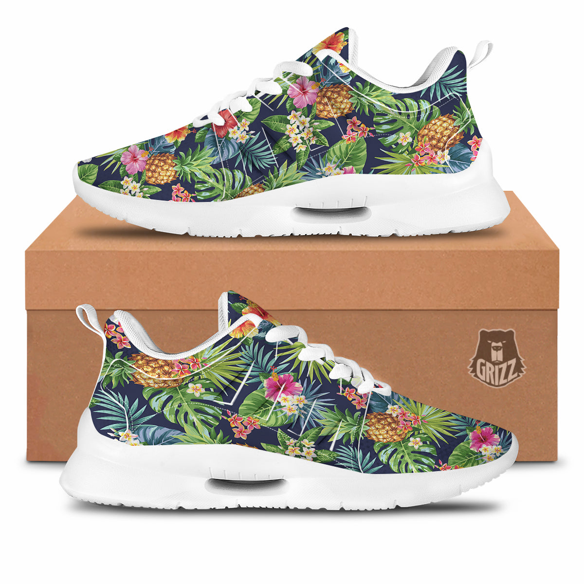 Pineapples Tropical Print Pattern Tennis Shoes-grizzshop