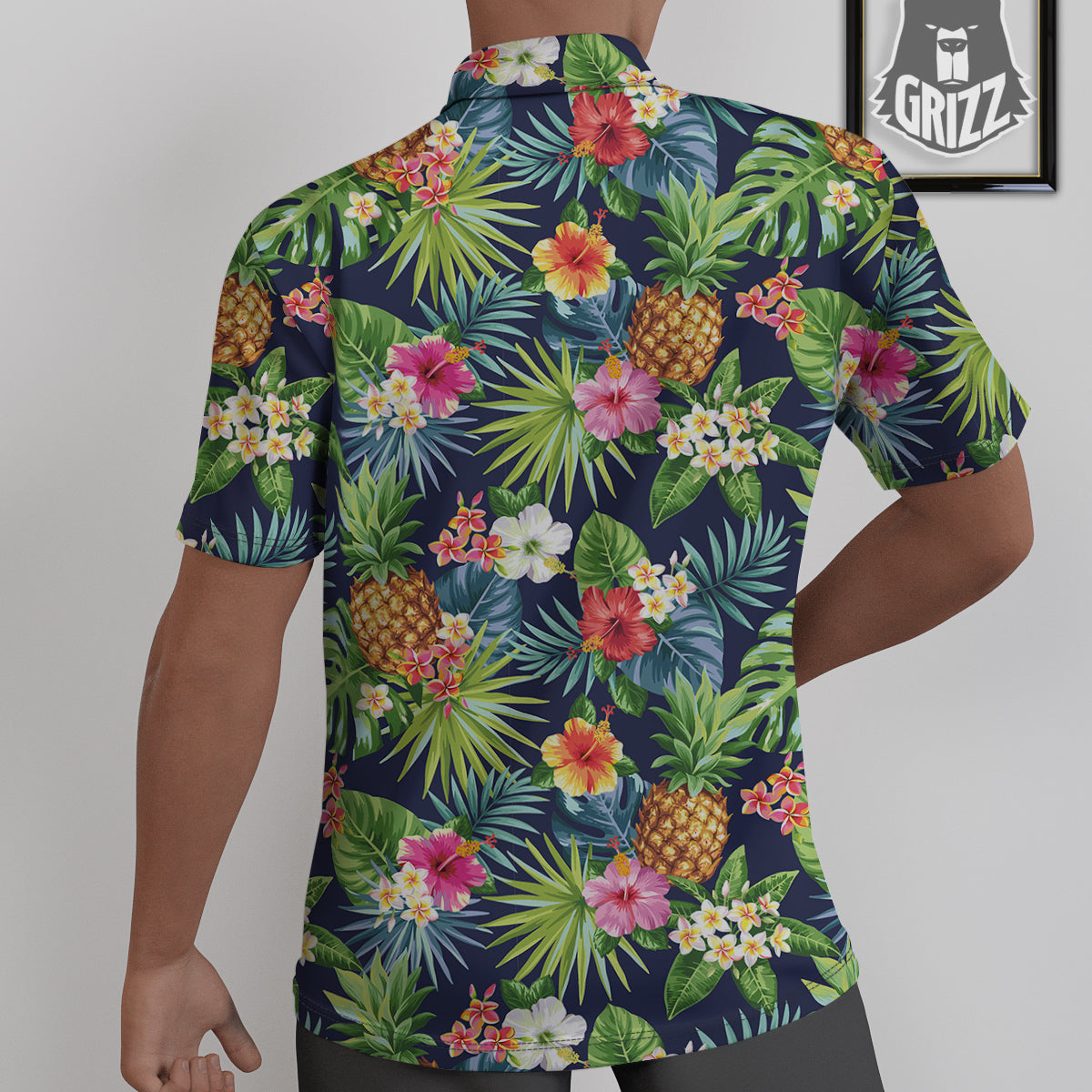Pineapples Tropical Print Pattern Untucked Shirts-grizzshop