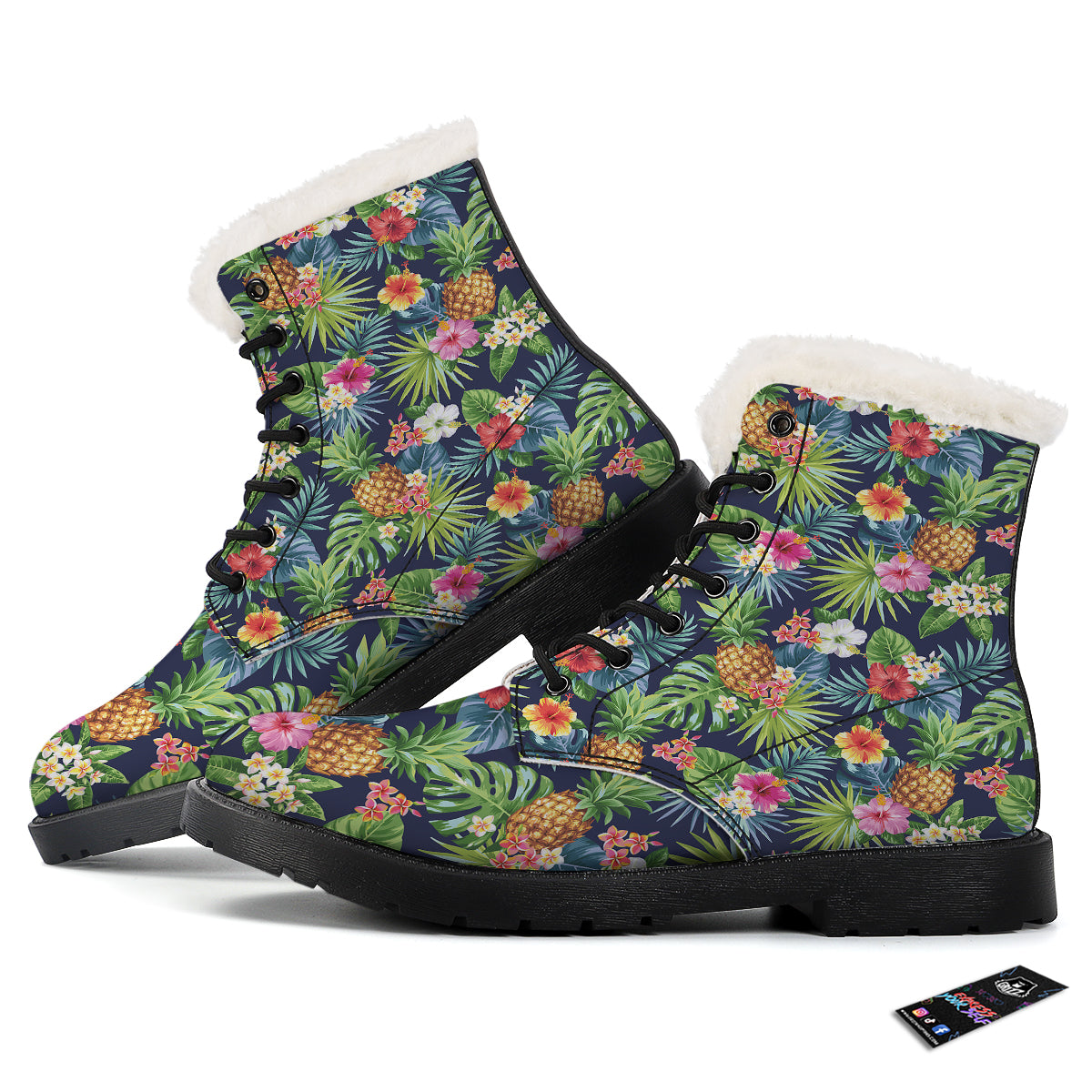 Pineapples Tropical Print Pattern Winter Boots-grizzshop