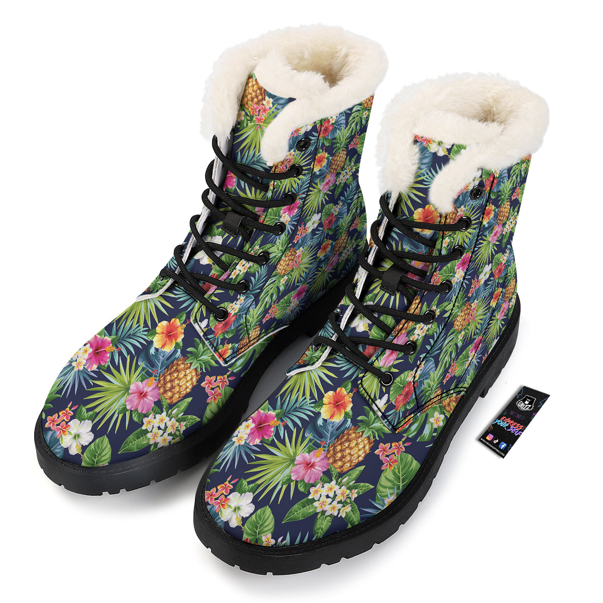 Pineapples Tropical Print Pattern Winter Boots-grizzshop