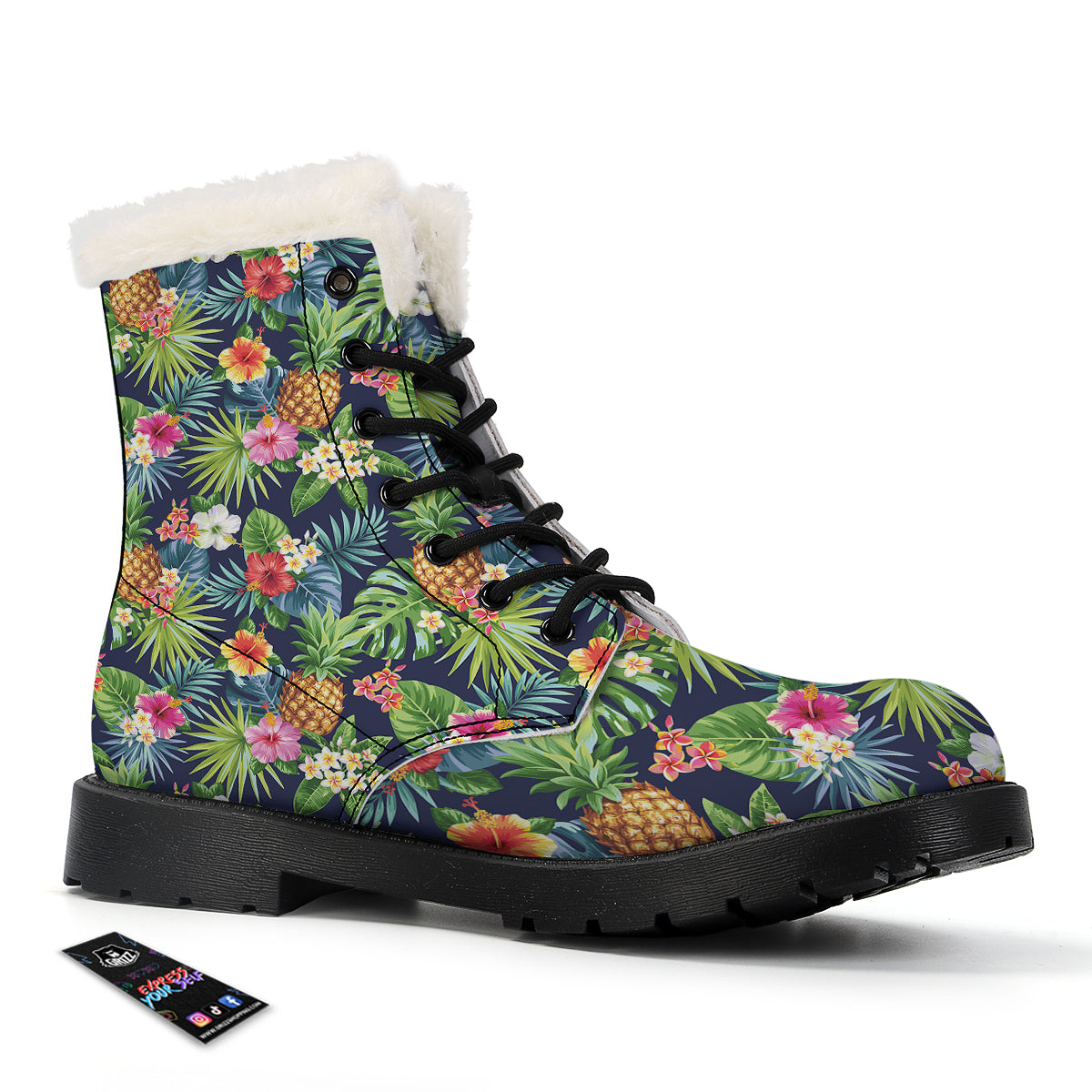 Pineapples Tropical Print Pattern Winter Boots-grizzshop