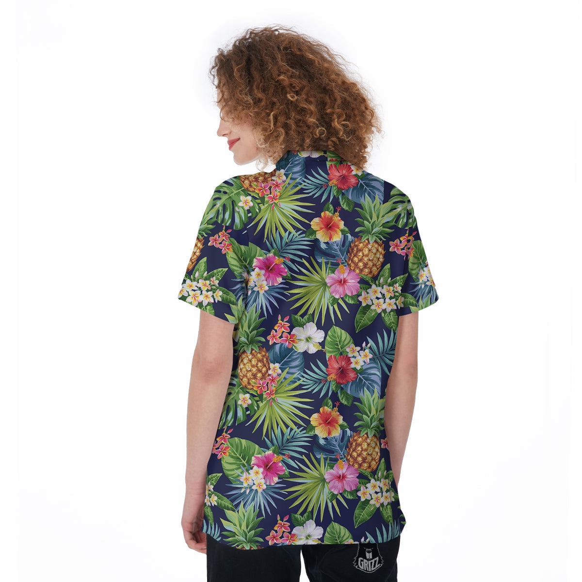 Pineapples Tropical Print Pattern Women's Golf Shirts-grizzshop