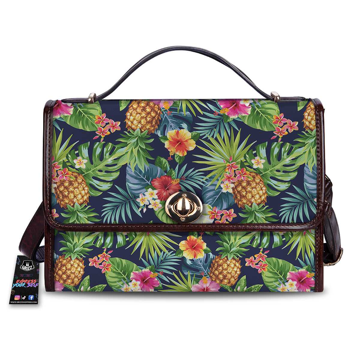 Pineapples Tropical Print Pattern Women's Satchel Bag-grizzshop