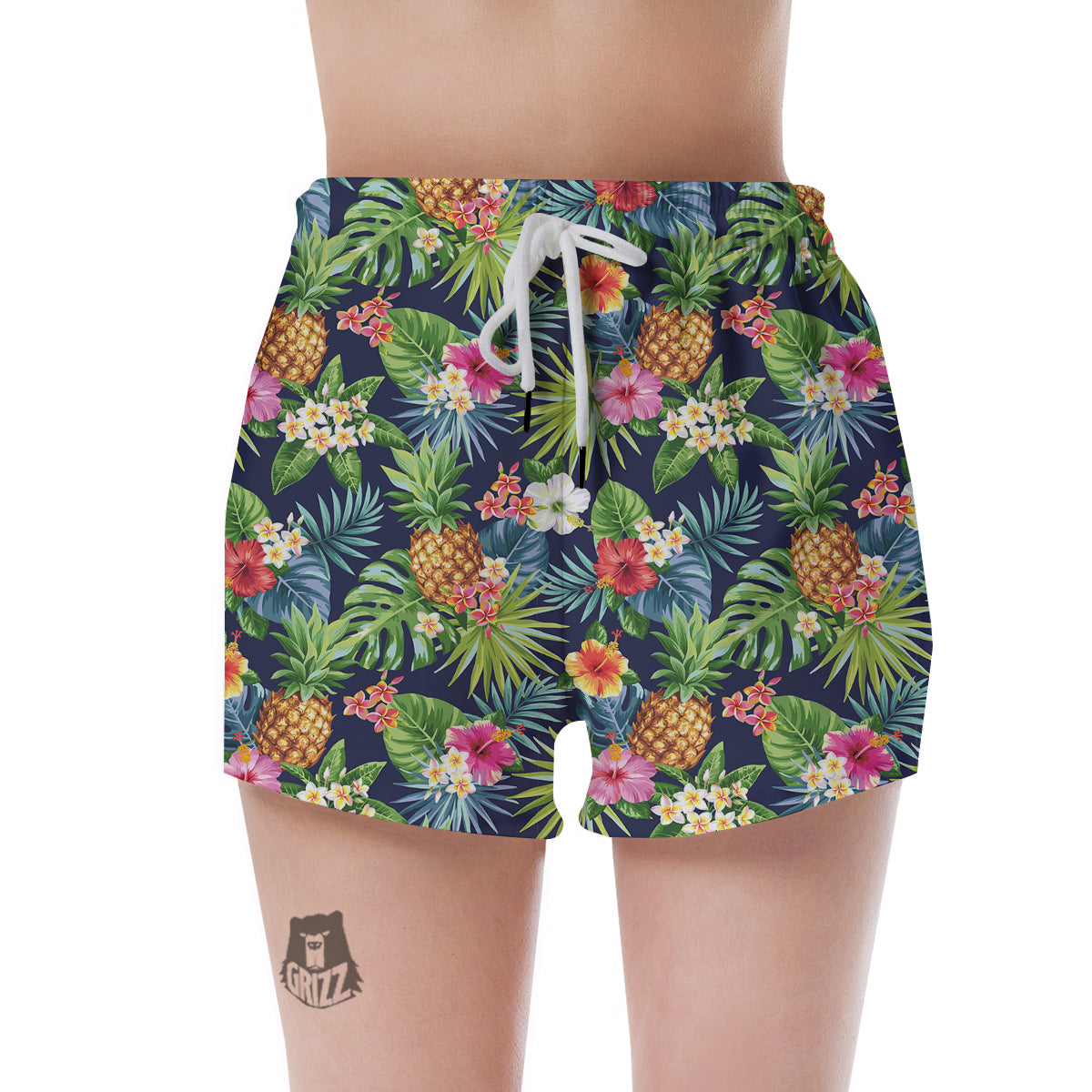 Pineapples Tropical Print Pattern Women's Shorts-grizzshop