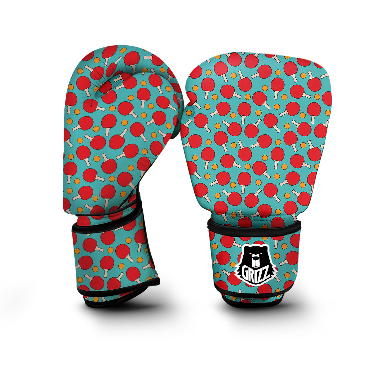 Pingpong And Ball Print Pattern Boxing Gloves-grizzshop