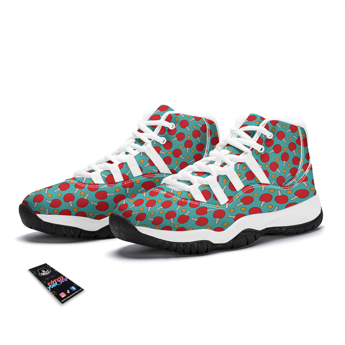 Pingpong And Ball Print Pattern White Bball Shoes-grizzshop