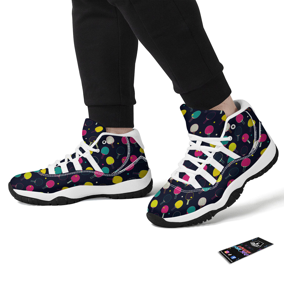 Pingpong Pop Colorful Print Pattern White Bball Shoes-grizzshop