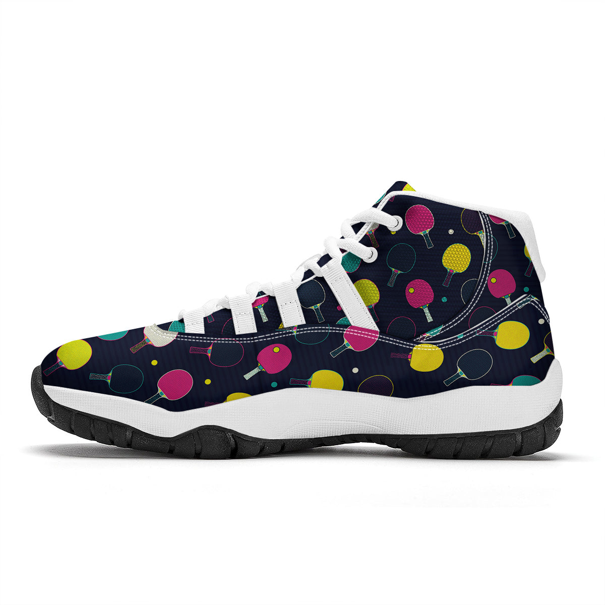 Pingpong Pop Colorful Print Pattern White Bball Shoes-grizzshop