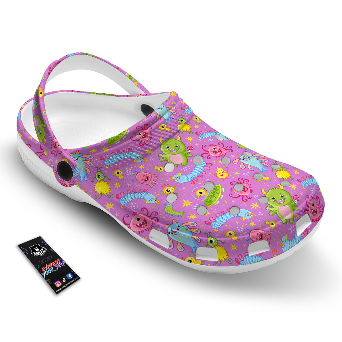 Pink Alien And Cute Monsters Print Pattern Clog-grizzshop
