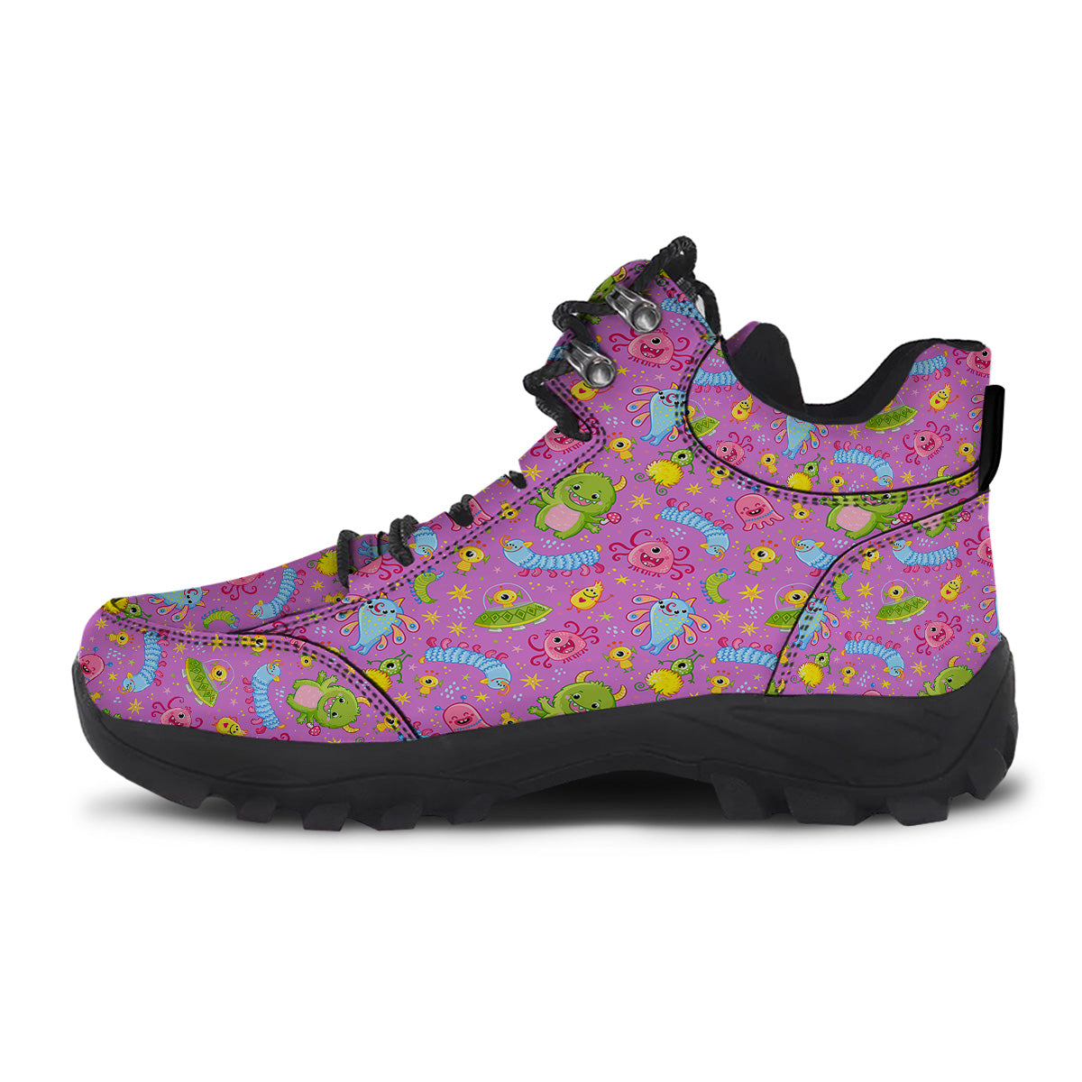 Pink Alien And Cute Monsters Print Pattern Hiking Shoes-grizzshop
