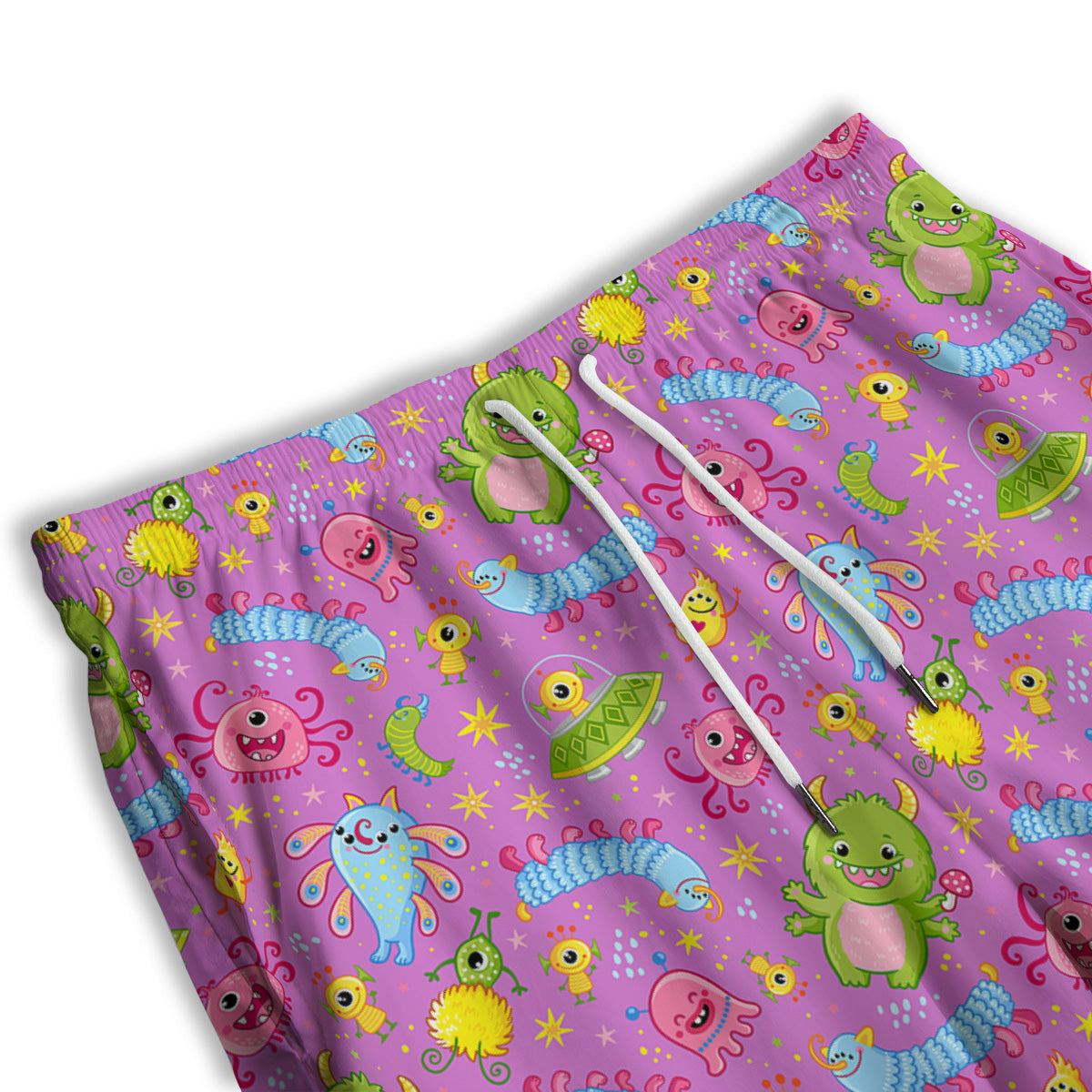 Pink Alien And Cute Monsters Print Pattern Men's Athletic Shorts
