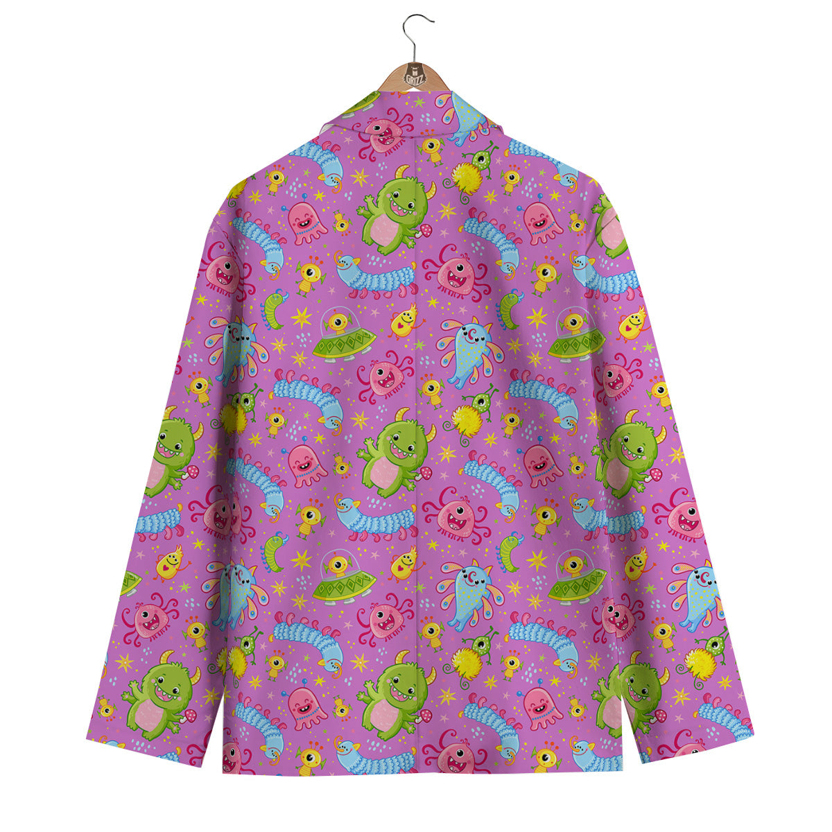 Pink Alien And Cute Monsters Print Pattern Men's Blazer-grizzshop