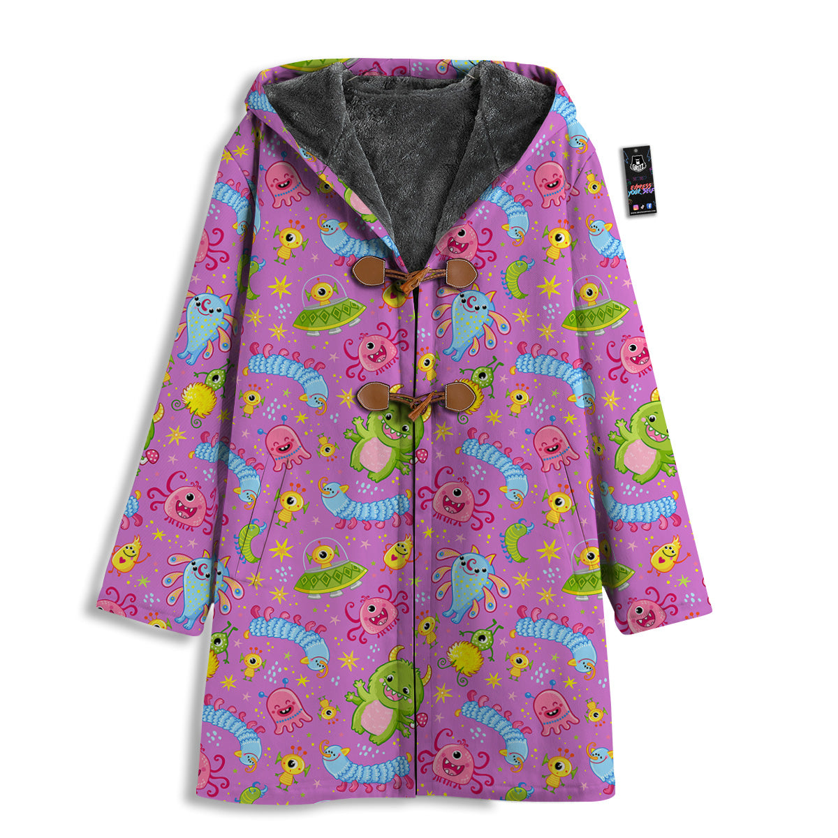 Pink Alien And Cute Monsters Print Pattern Men's Windbreaker Jacket-grizzshop