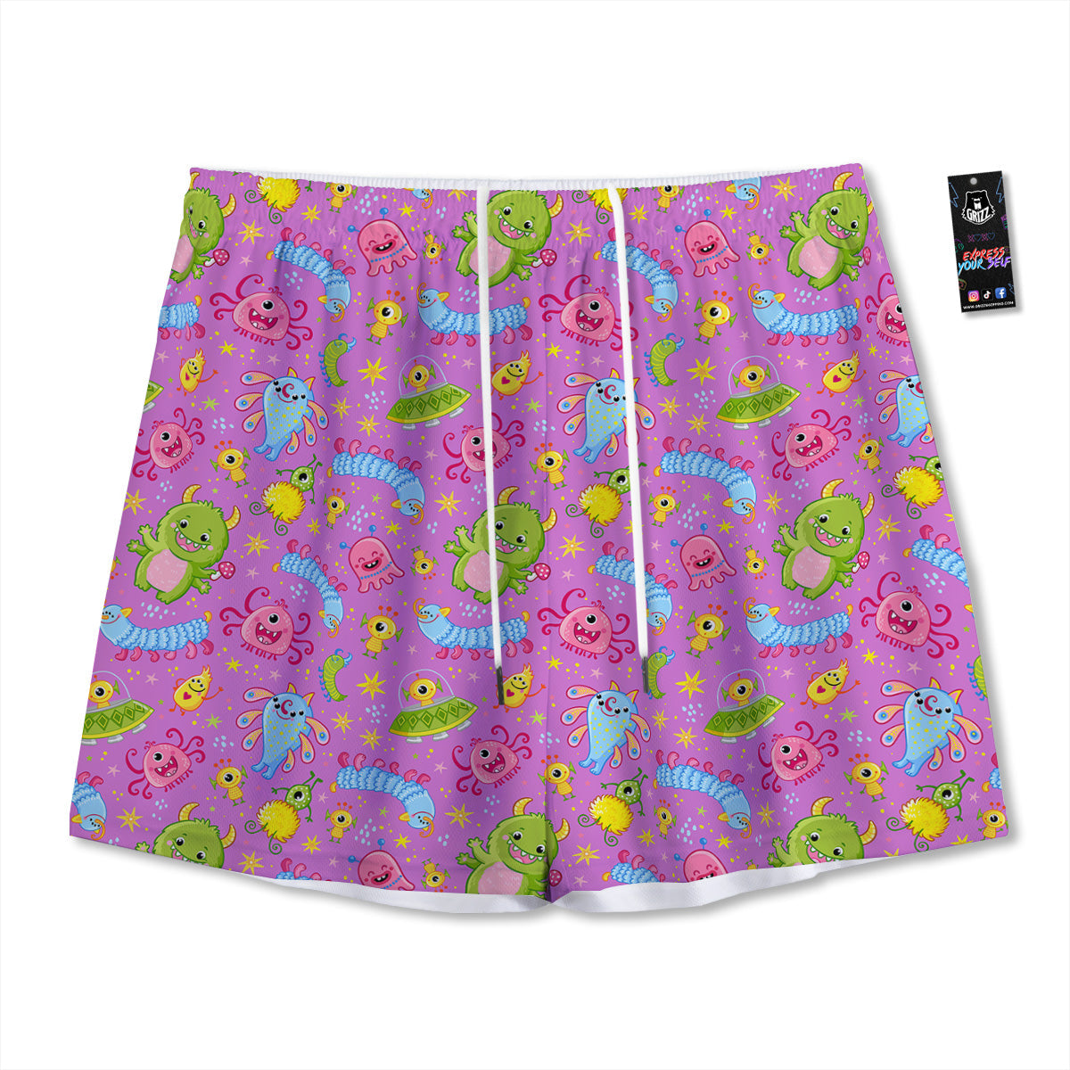 Poodle Cute Print Pattern Mesh Shorts