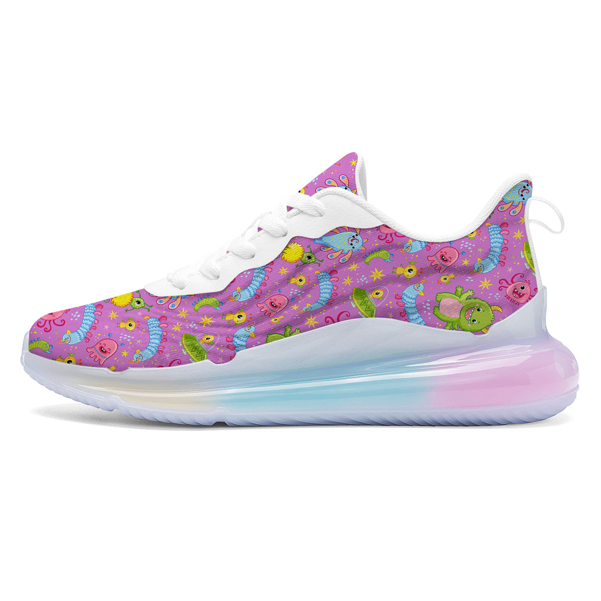 Pink Alien And Cute Monsters Print Pattern Running Sneakers-grizzshop