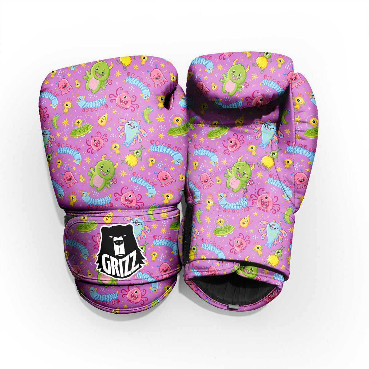 Pink Alien And Cute Monsters Print Pattern Pro Boxing Glove