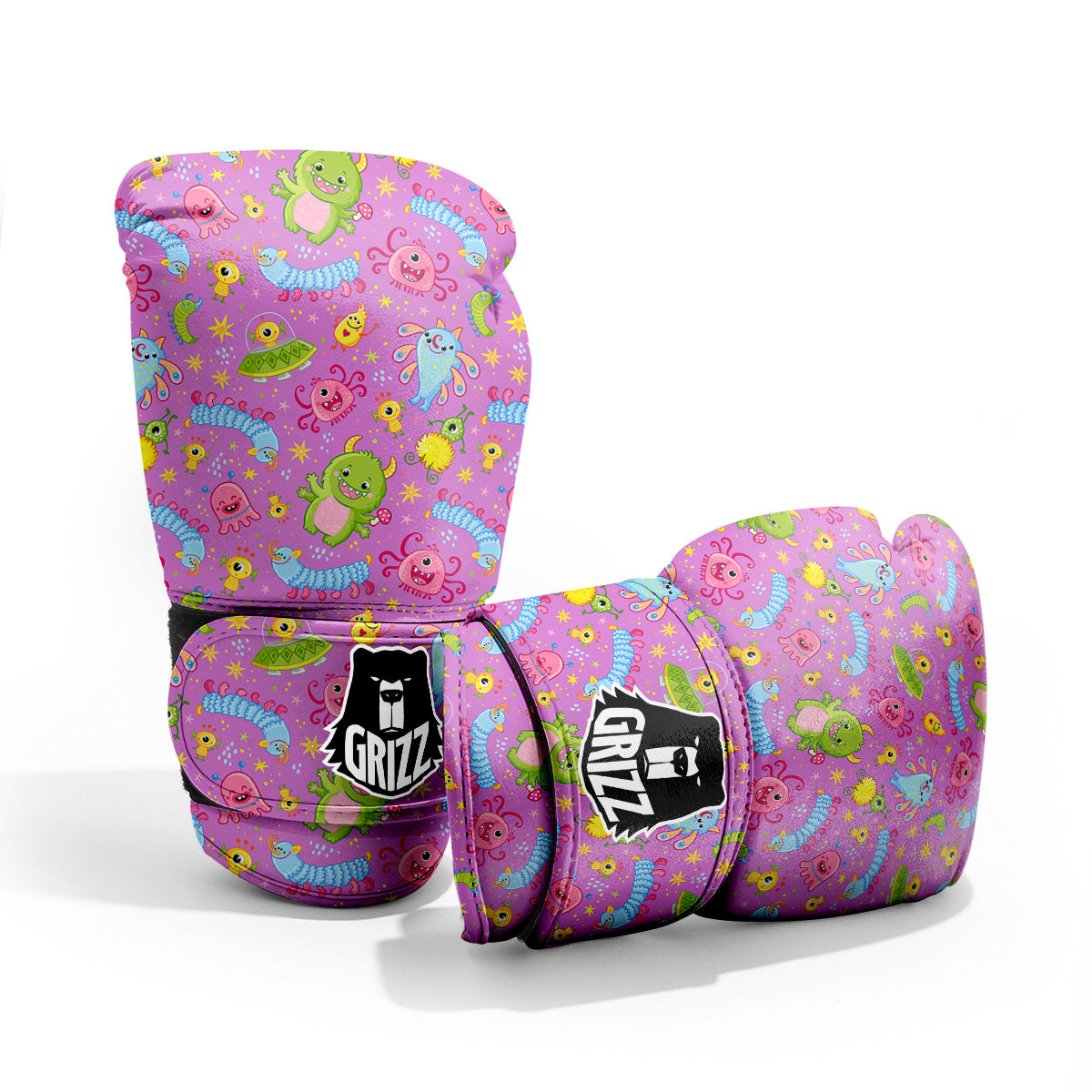 Pink Alien And Cute Monsters Print Pattern Pro Boxing Glove
