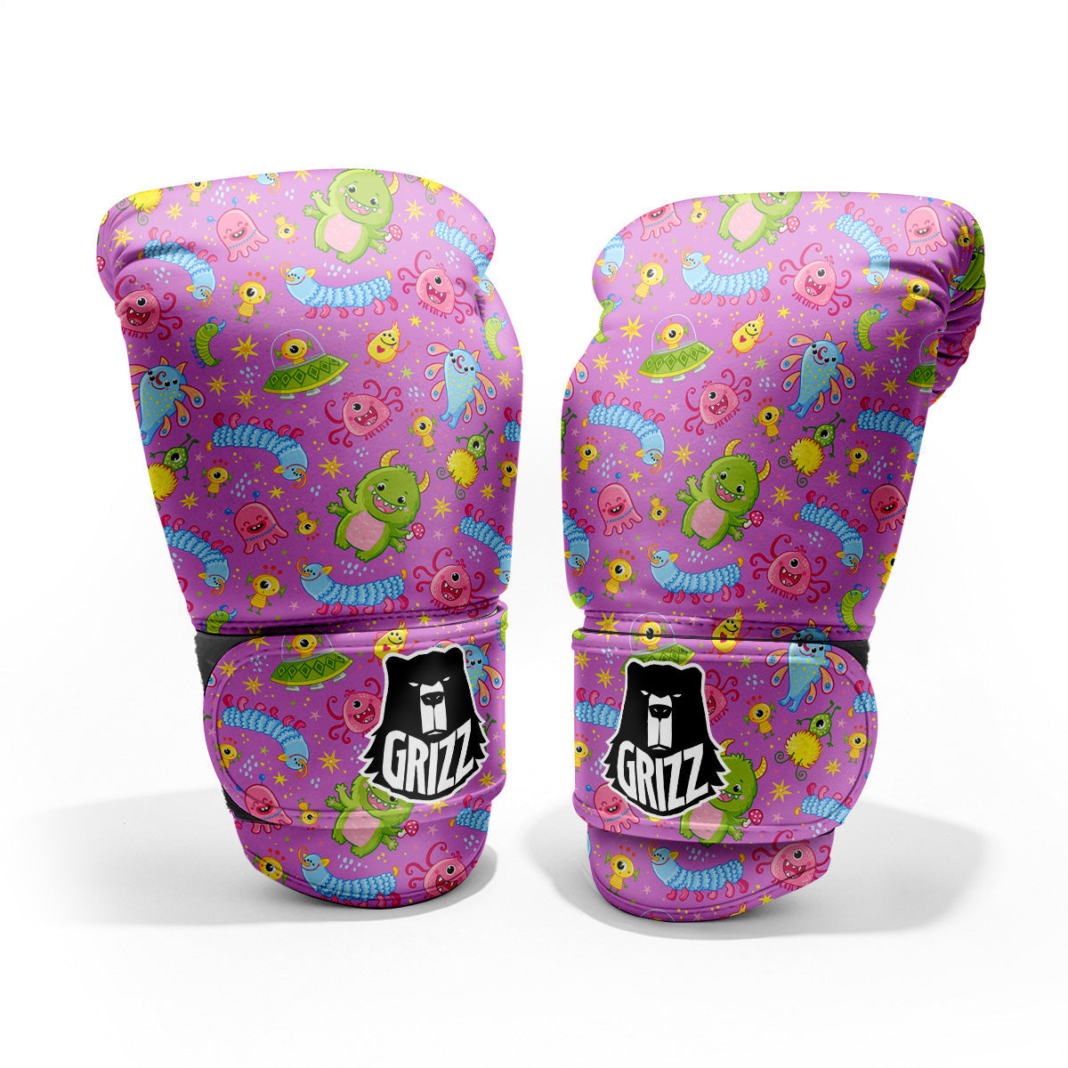Pink Alien And Cute Monsters Print Pattern Pro Boxing Glove