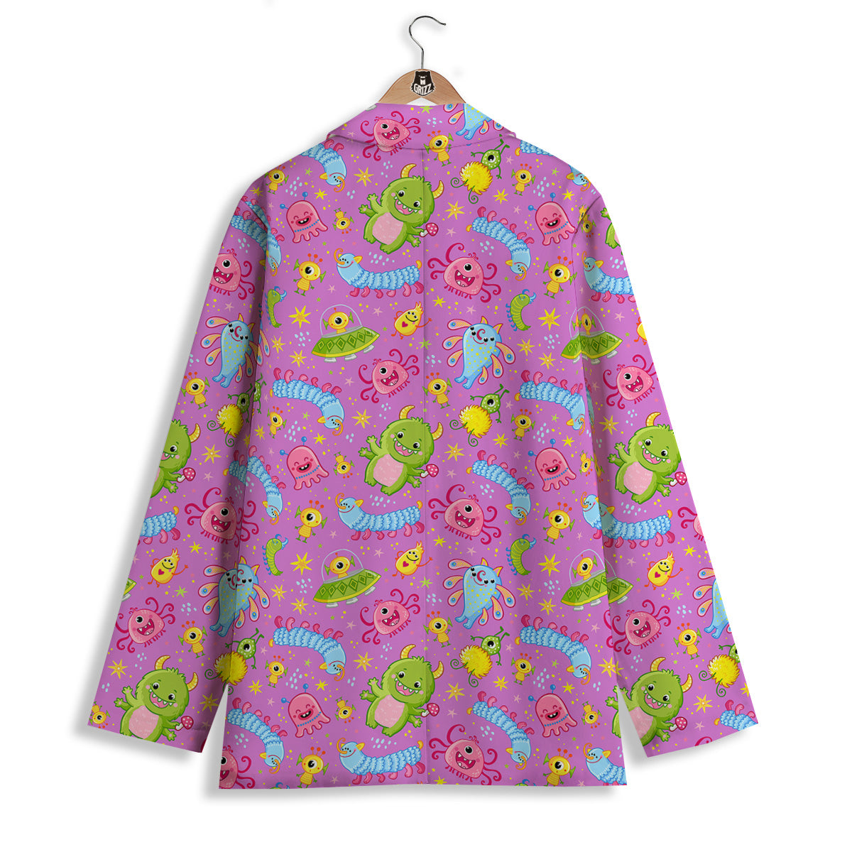 Pink Alien And Cute Monsters Print Pattern Women's Blazer-grizzshop