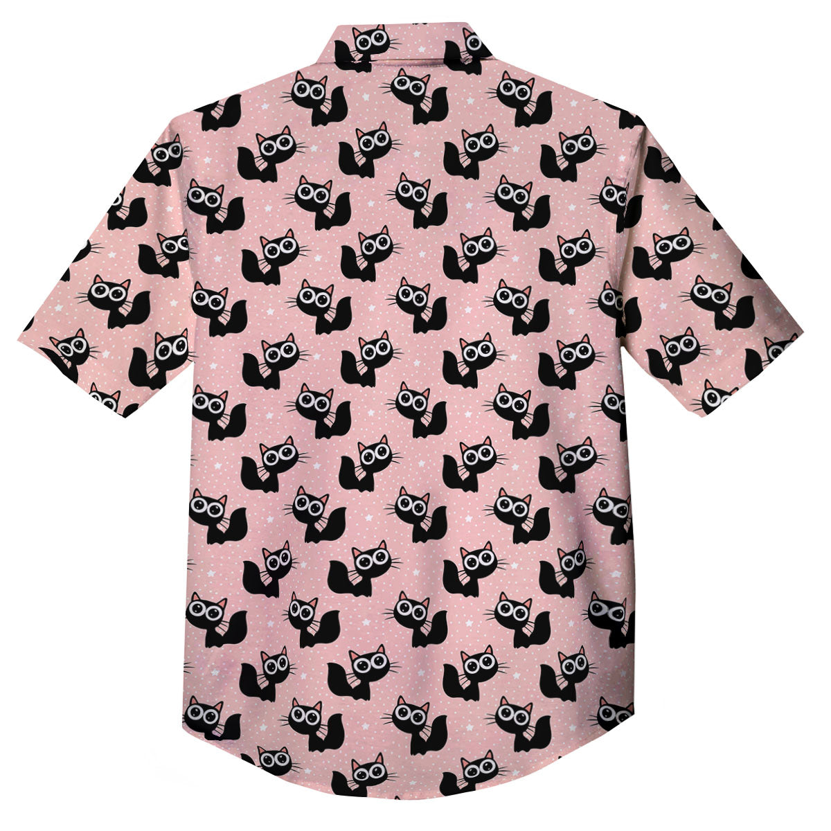 Pink And Black Cat Print Pattern Button Up Shirt-grizzshop