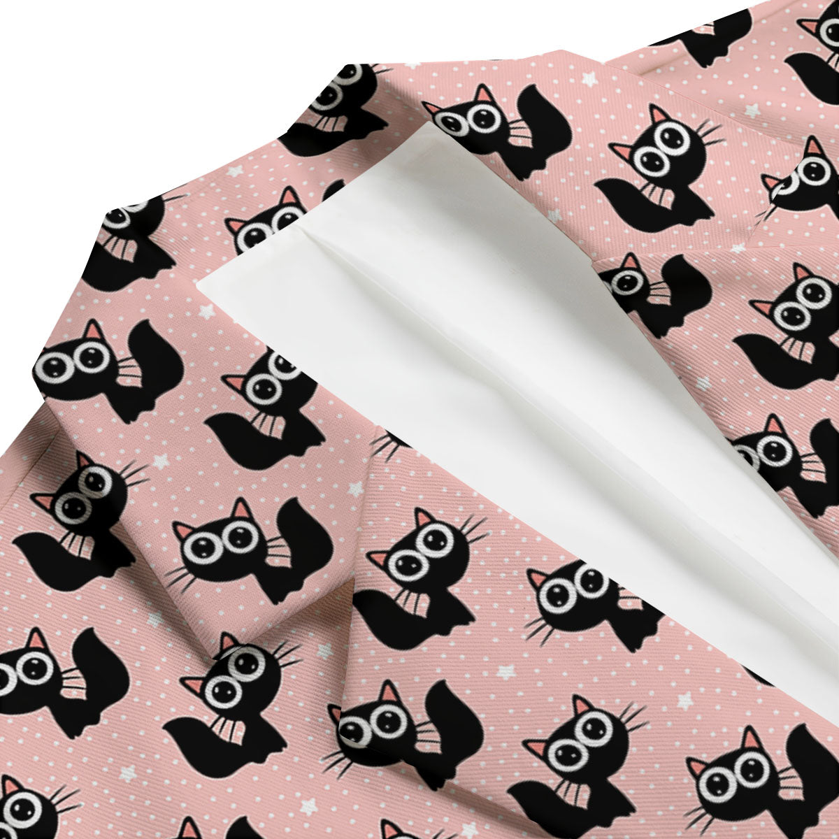 Pink And Black Cat Print Pattern Men's Blazer-grizzshop