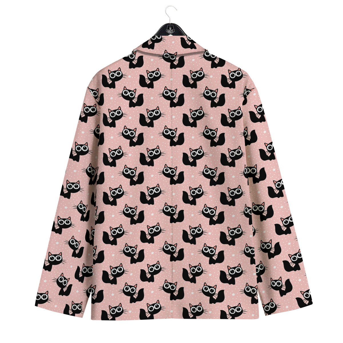Pink And Black Cat Print Pattern Men's Sport Coat-grizzshop