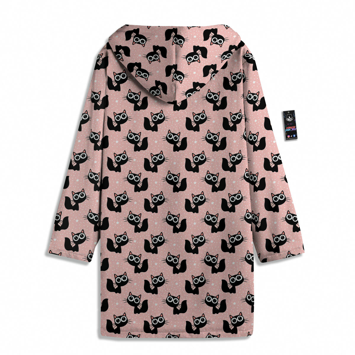 Pink And Black Cat Print Pattern Men's Windbreaker Jacket-grizzshop
