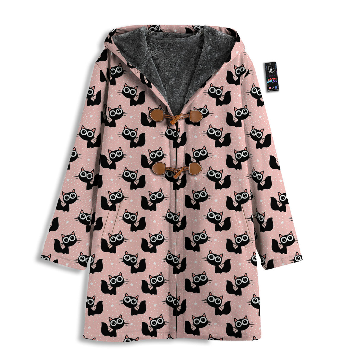 Pink And Black Cat Print Pattern Men's Windbreaker Jacket-grizzshop