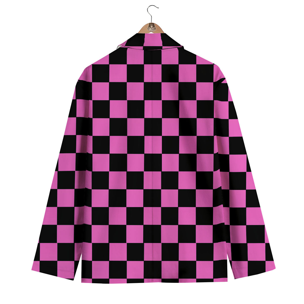 Pink And Black Checkered Print Pattern Men's Blazer-grizzshop