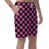 Pink And Black Checkered Print Pattern Men's Shorts-grizzshop