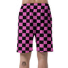 Pink And Black Checkered Print Pattern Men's Shorts-grizzshop